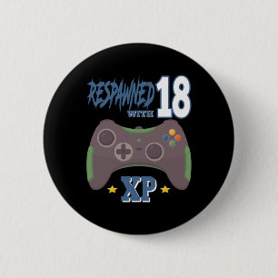 Respawnad Med 18 Xp Videospelare 18-årsdag Gif Knapp