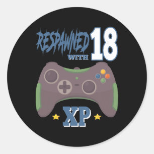 Respawnad Med 18 Xp Videospelare 18-årsdag Gif Runt Klistermärke
