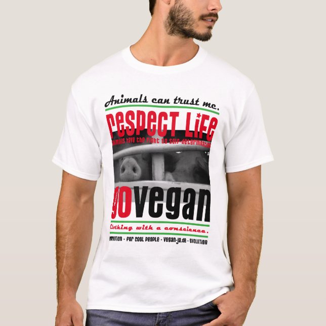 RESPECT LIFE - GO VEGAN - 01m Tröja (Framsida)
