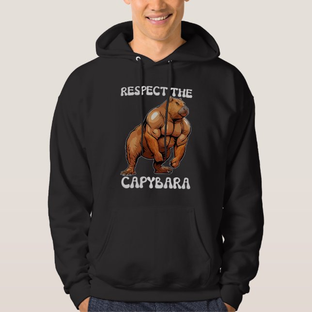 Respect The Capybara   Fitness Bodybuilder Hoodie (Framsida)