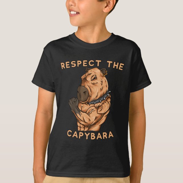 Respect The Capybara - Funny Fitness Bodybuilder R T Shirt (Framsida)
