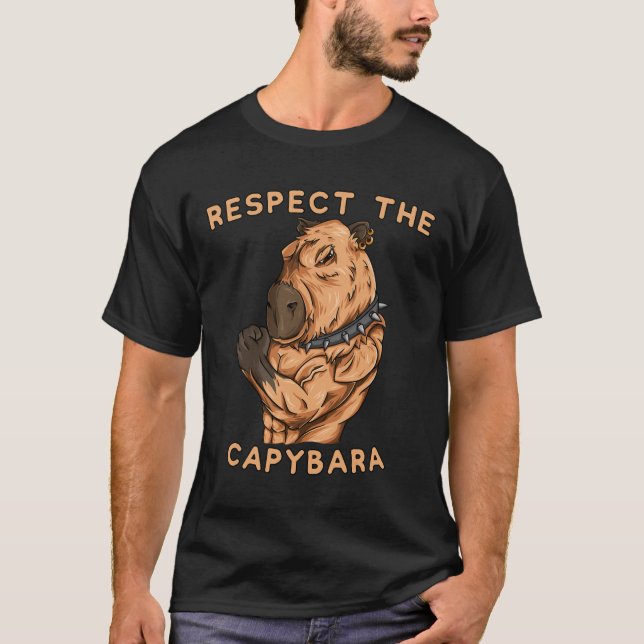 Respect The Capybara - Funny Fitness Bodybuilder R T Shirt (Framsida)