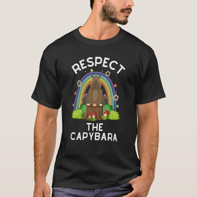 Respect The Capybara Rodent Capibara Humor Joke T Shirt (Framsida)