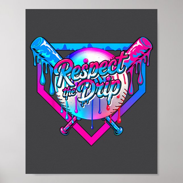 Respect The Drip Baseball Ice Cream For Kids Boys  Poster (Framsidan)