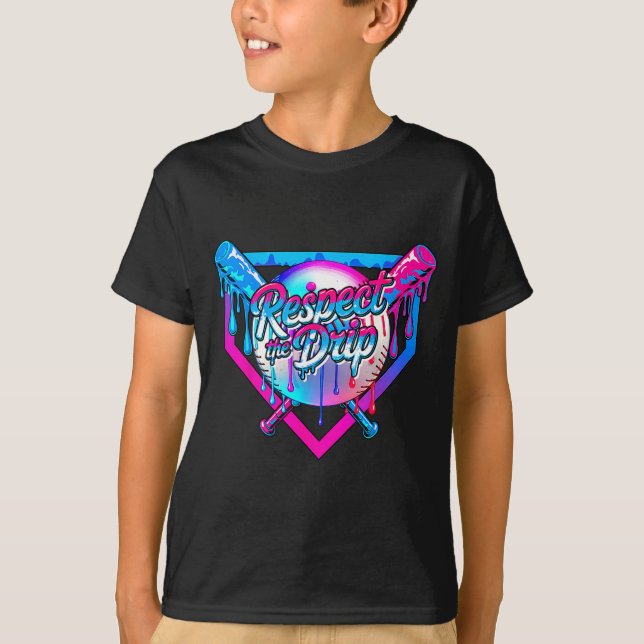 Respect The Drip Baseball Ice Cream For Kids Boys  T Shirt (Framsida)