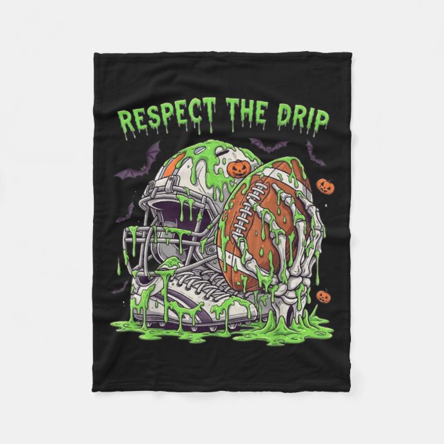 Respect The Drip Football Halloween Skeleton Hand  Fleecefilt (Framsidan)