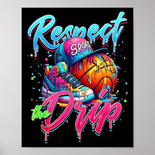 Respect The Drip Sketll Ice Cream Drip With Sprink Poster (Framsidan)