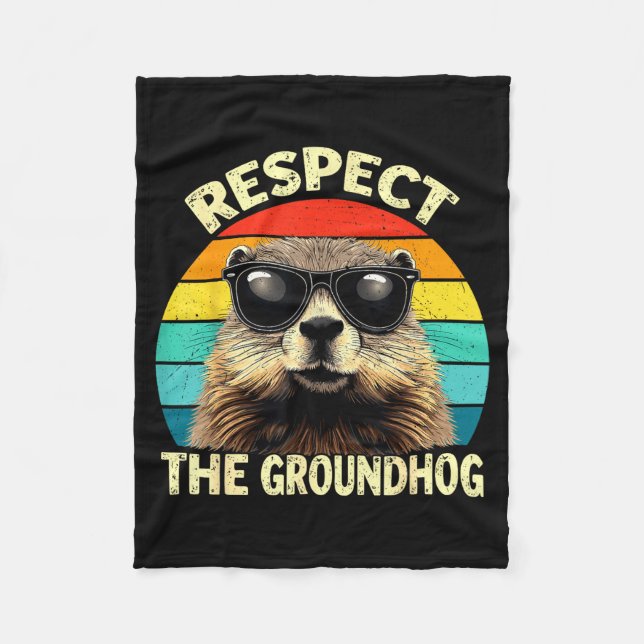 Respect The Groundhog Lover Vintage Animal Ground  Fleecefilt (Framsidan)
