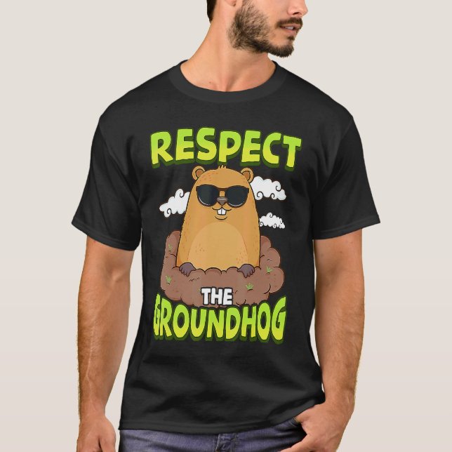 Respect The Groundhog  Retro Punxsy Phil's Groundh T Shirt (Framsida)