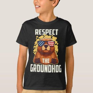 Respect The Groundhog Usa Vintage Flag Happy Groun T Shirt
