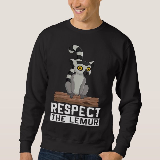 Respect The Lemur I Lemur Monkey I Cute Lemur I Ki Lång Ärmad Tröja (Framsida)