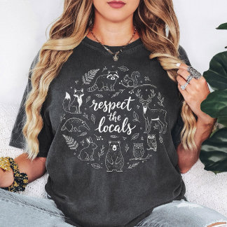 Respect the Locals Woodland Animals Circle Design T Shirt