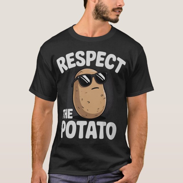 Respect The Potato For Boys Men Funny Vegetable T Shirt (Framsida)