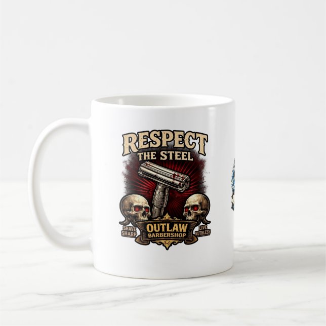 Respect the Steel – Double Edge Razor Mug Kaffemugg (Vänster)