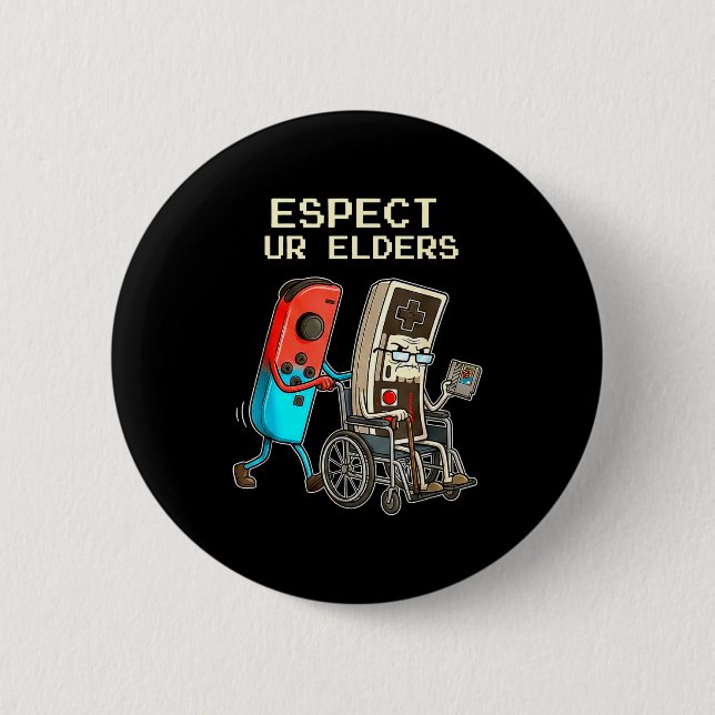 Respect Ur Elders Retro Gaming Controller Funny  Knapp (Framsida)