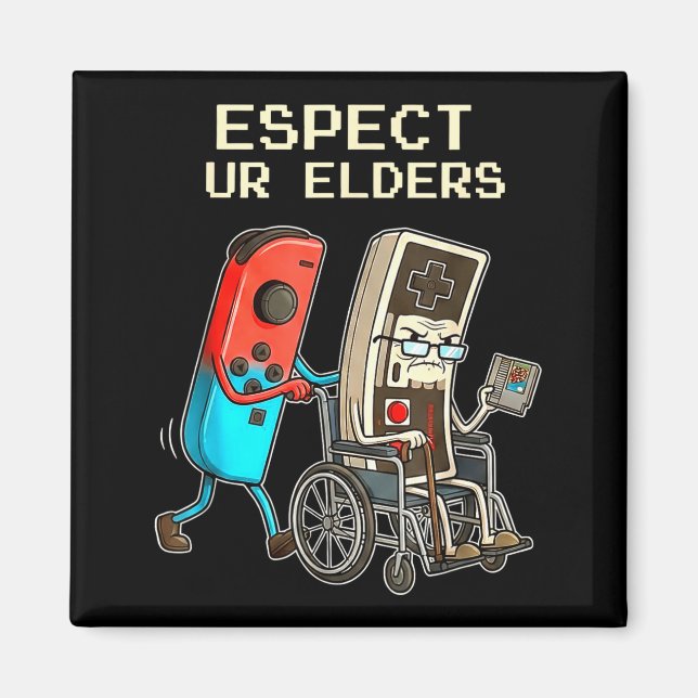 Respect Ur Elders Retro Gaming Controller Funny  Magnet (Framsidan)
