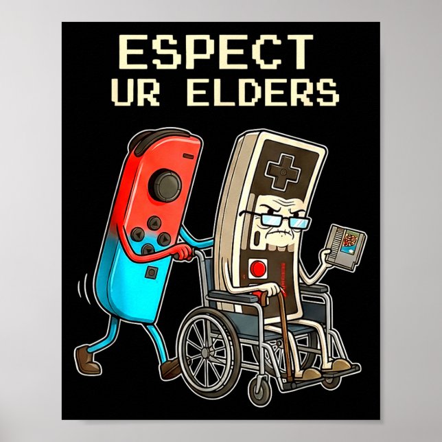 Respect Ur Elders Retro Gaming Controller Funny  Poster (Framsidan)