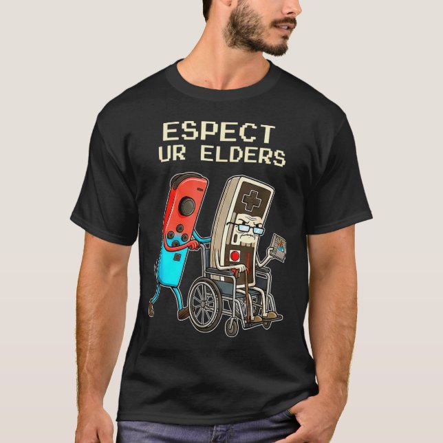 Respect Ur Elders Retro Gaming Controller Funny  T Shirt (Framsida)