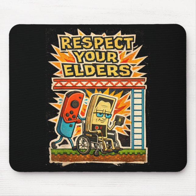 Respect Your Elders Funny Gamer Controller 80s Ret Musmatta (Framsidan)