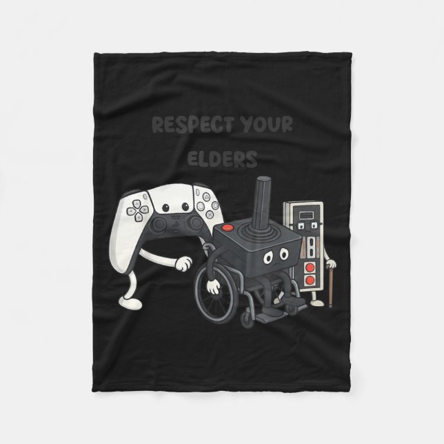 Respect Your Elders Funny Gaming 80s Style Old New Fleecefilt (Framsidan)