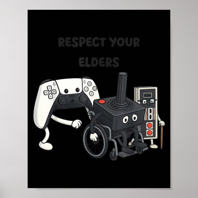 Respect Your Elders Funny Gaming 80s Style Old New Poster (Framsidan)