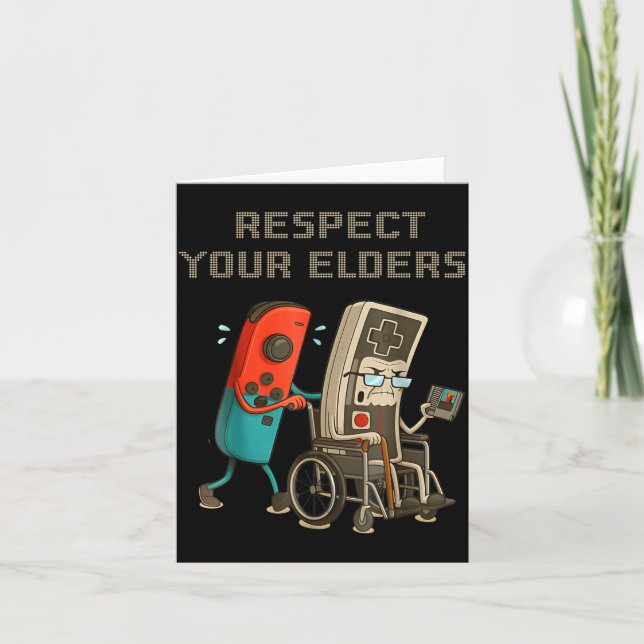 Respect Your Elders Funny Retro Gaming Clic Consol Kort (Framsida)