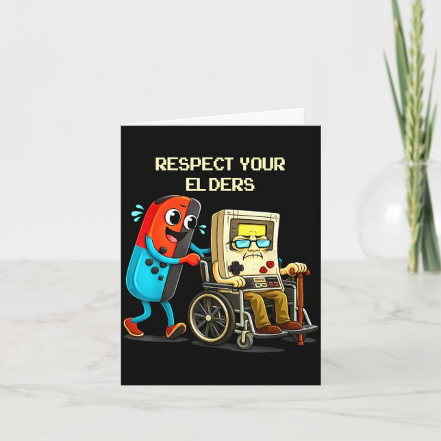 Respect Your Elders Funny Retro Gaming  Kort (Framsida)