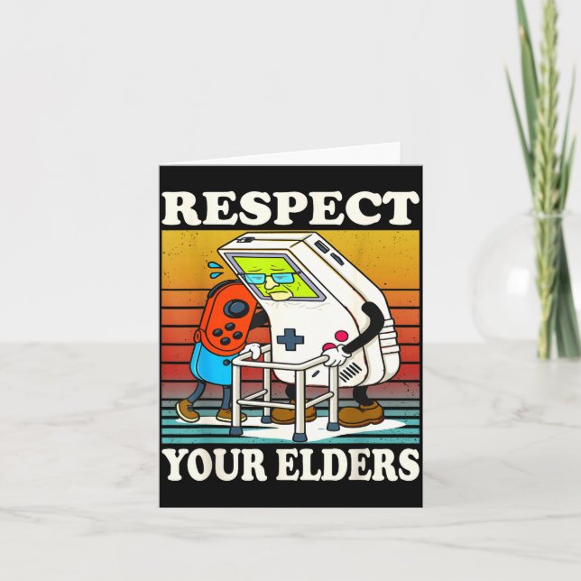 Respect Your Elders Gaming Control 80s Retro Funny Kort (Framsida)