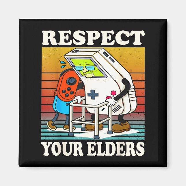 Respect Your Elders Gaming Control 80s Retro Funny Magnet (Framsidan)