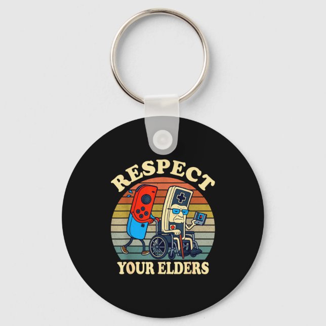 Respect Your Elders Gaming Control 80s Retro Funny Nyckelring (Framsida)