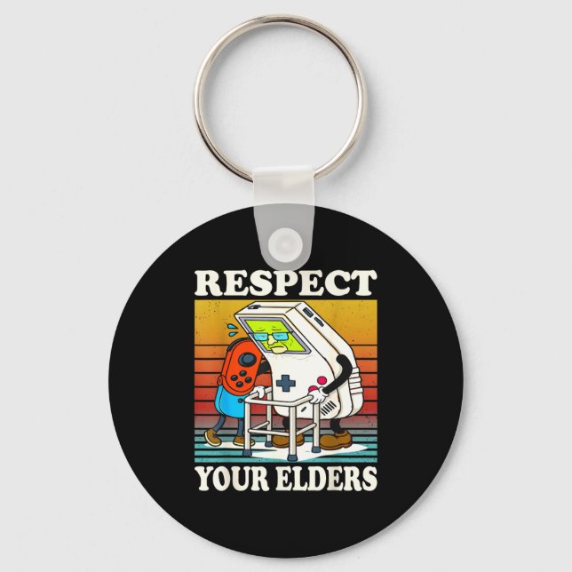 Respect Your Elders Gaming Control 80s Retro Funny Nyckelring (Framsida)