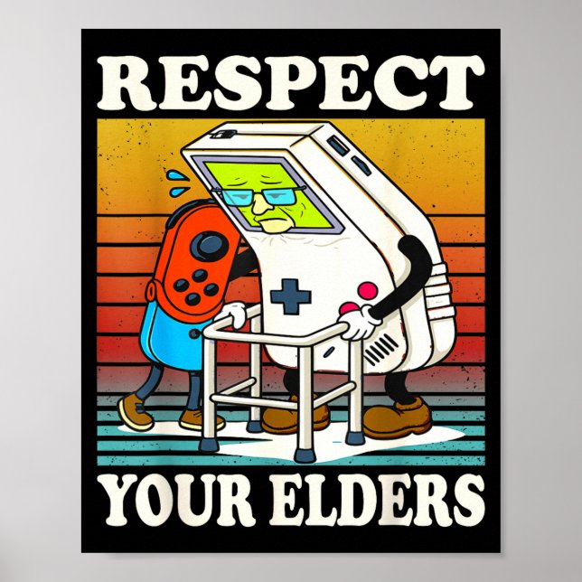 Respect Your Elders Gaming Control 80s Retro Funny Poster (Framsidan)