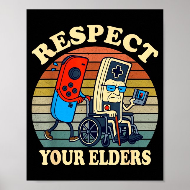 Respect Your Elders Gaming Control 80s Retro Funny Poster (Framsidan)