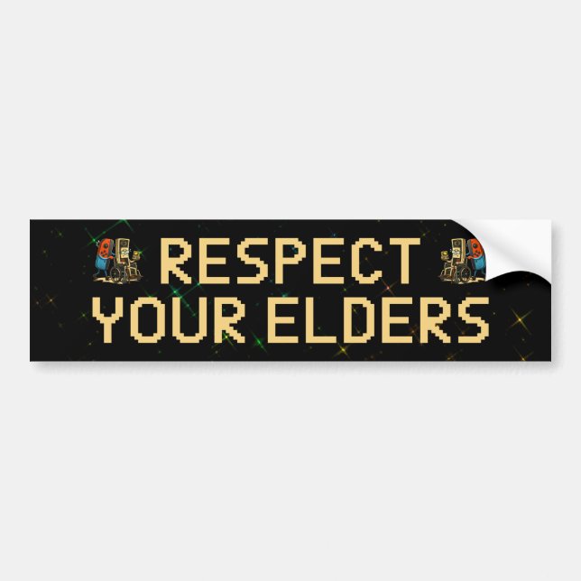 Respect Your Elders Gaming Control Retro Funny Bildekal (Framsidan)