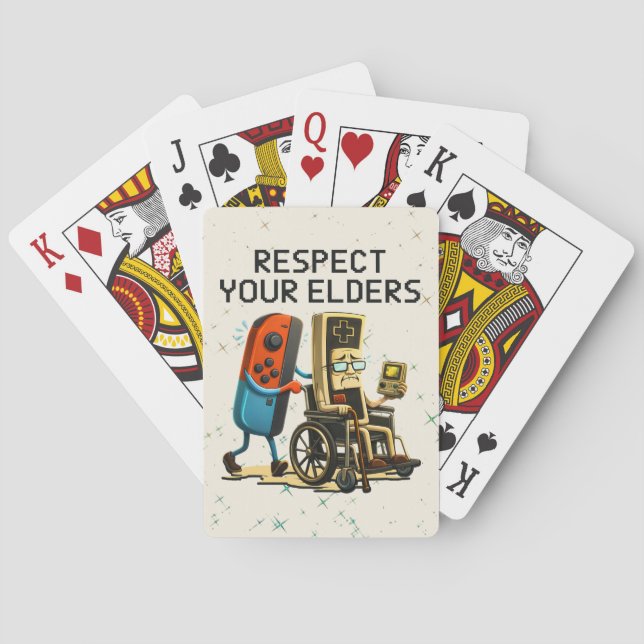 Respect Your Elders Gaming Control Retro Funny Casinokort (Baksidan)