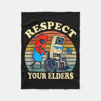 Respect Your Elders Gaming Control Retro Funny Gam Fleecefilt