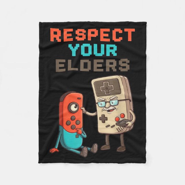 Respect Your Elders Gaming Control Retro Funny Gam Fleecefilt (Framsidan)