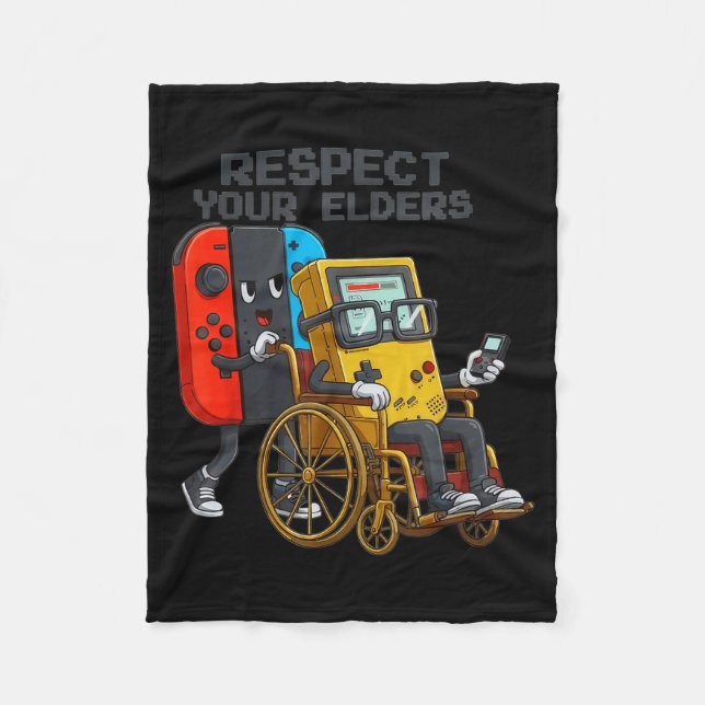 Respect Your Elders Gaming Control Retro Funny Gam Fleecefilt (Framsidan)