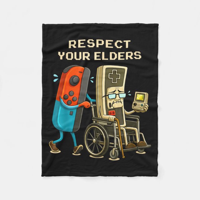 Respect Your Elders Gaming Control Retro Funny Gam Fleecefilt (Framsidan)