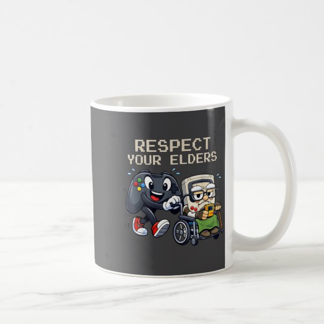 Respect Your Elders Gaming Control Retro Funny Gam Kaffemugg (Höger)