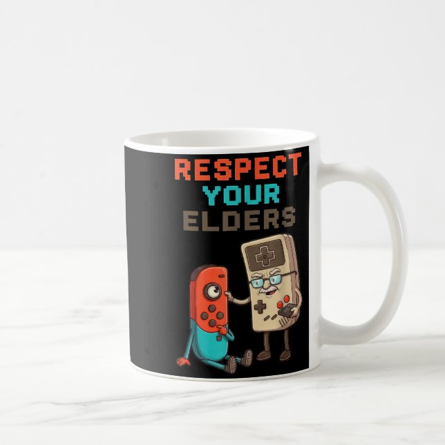 Respect Your Elders Gaming Control Retro Funny Gam Kaffemugg (Höger)