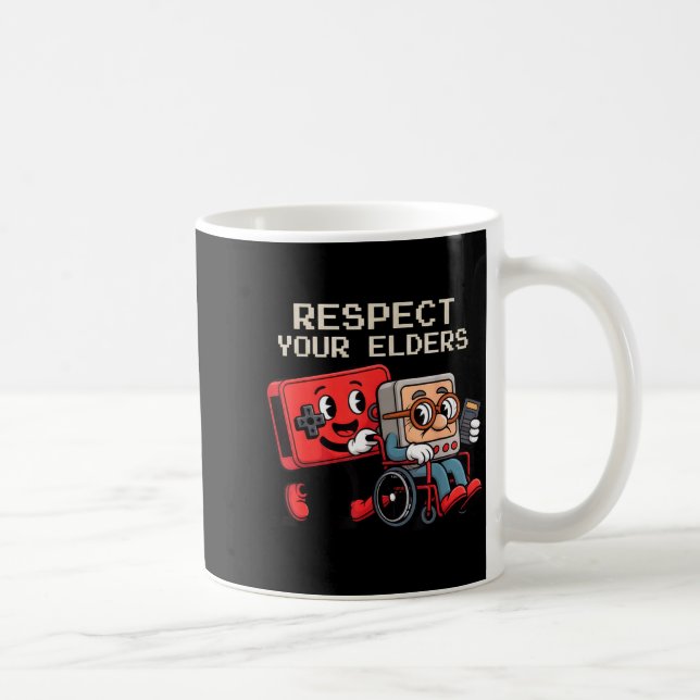 Respect Your Elders Gaming Control Retro Funny Gam Kaffemugg (Höger)