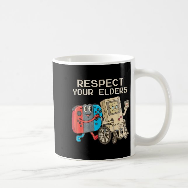 Respect Your Elders Gaming Control Retro Funny Gam Kaffemugg (Höger)