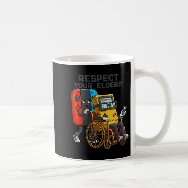 Respect Your Elders Gaming Control Retro Funny Gam Kaffemugg (Höger)