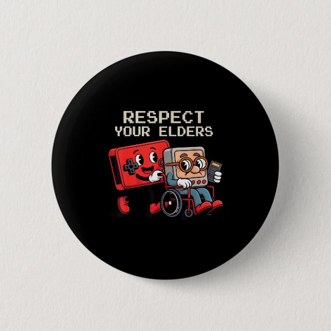 Respect Your Elders Gaming Control Retro Funny Gam Knapp (Framsida)