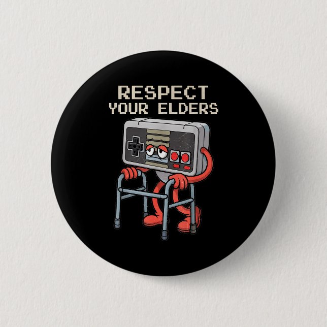 Respect Your Elders Gaming Control Retro Funny Gam Knapp (Framsida)
