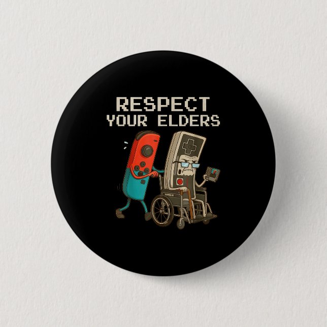 Respect Your Elders Gaming Control Retro Funny Gam Knapp (Framsida)