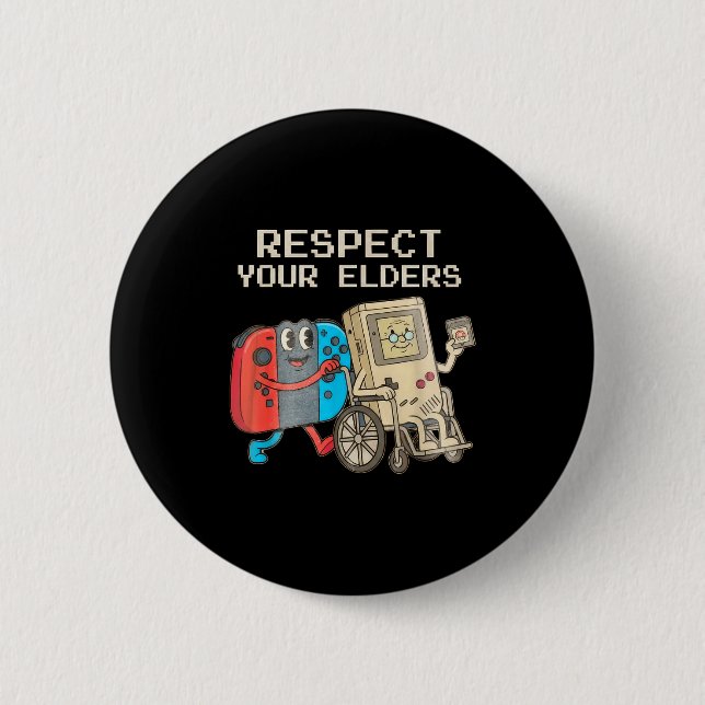 Respect Your Elders Gaming Control Retro Funny Gam Knapp (Framsida)