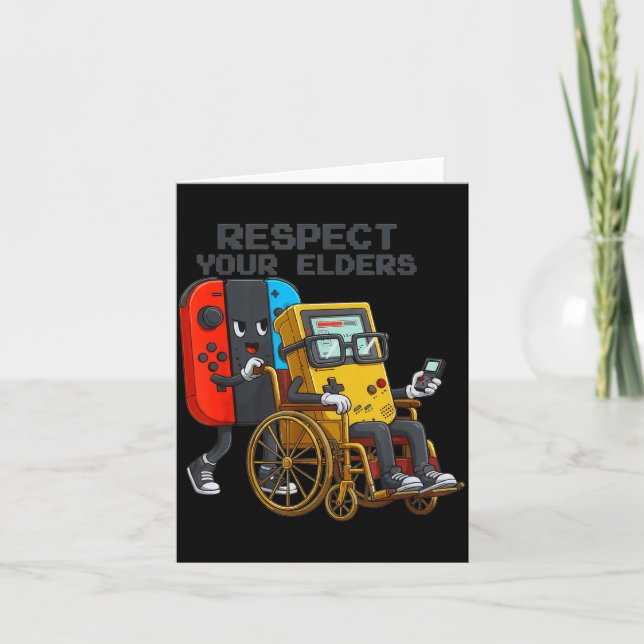 Respect Your Elders Gaming Control Retro Funny Gam Kort (Framsida)