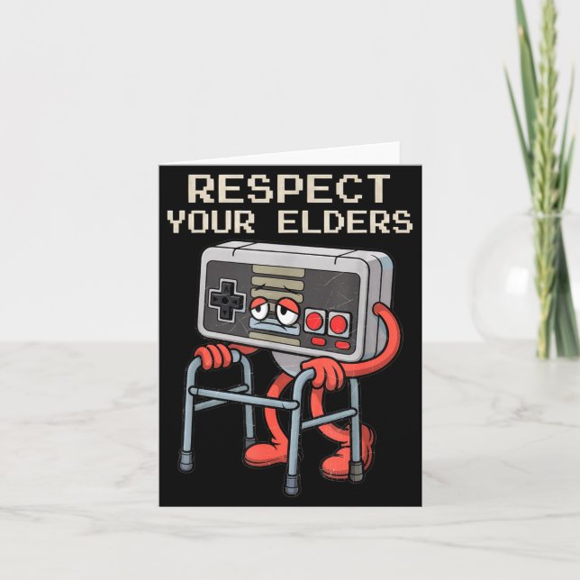 Respect Your Elders Gaming Control Retro Funny Gam Kort (Framsida)